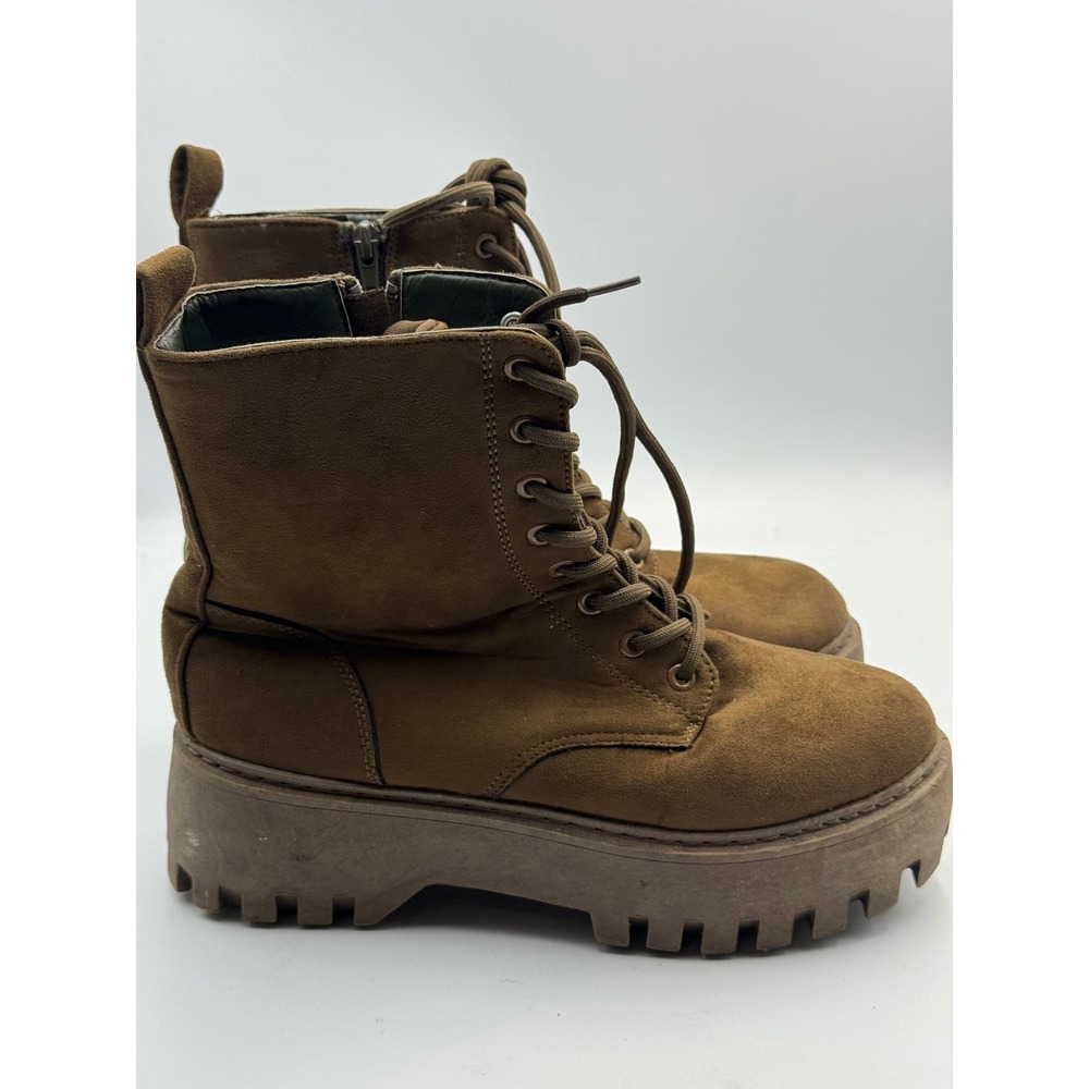 Rouge Broadway-03 Brown Faux Suede Platform Lug Sole Combat Boots Mens 10